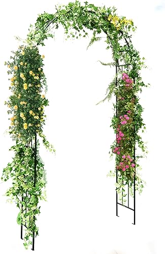 Tangkula Cenador de jardín, arco de metal con enrejado para plantas trepadoras, rosas, enredaderas, arco de jardín al aire libre para boda, fiesta