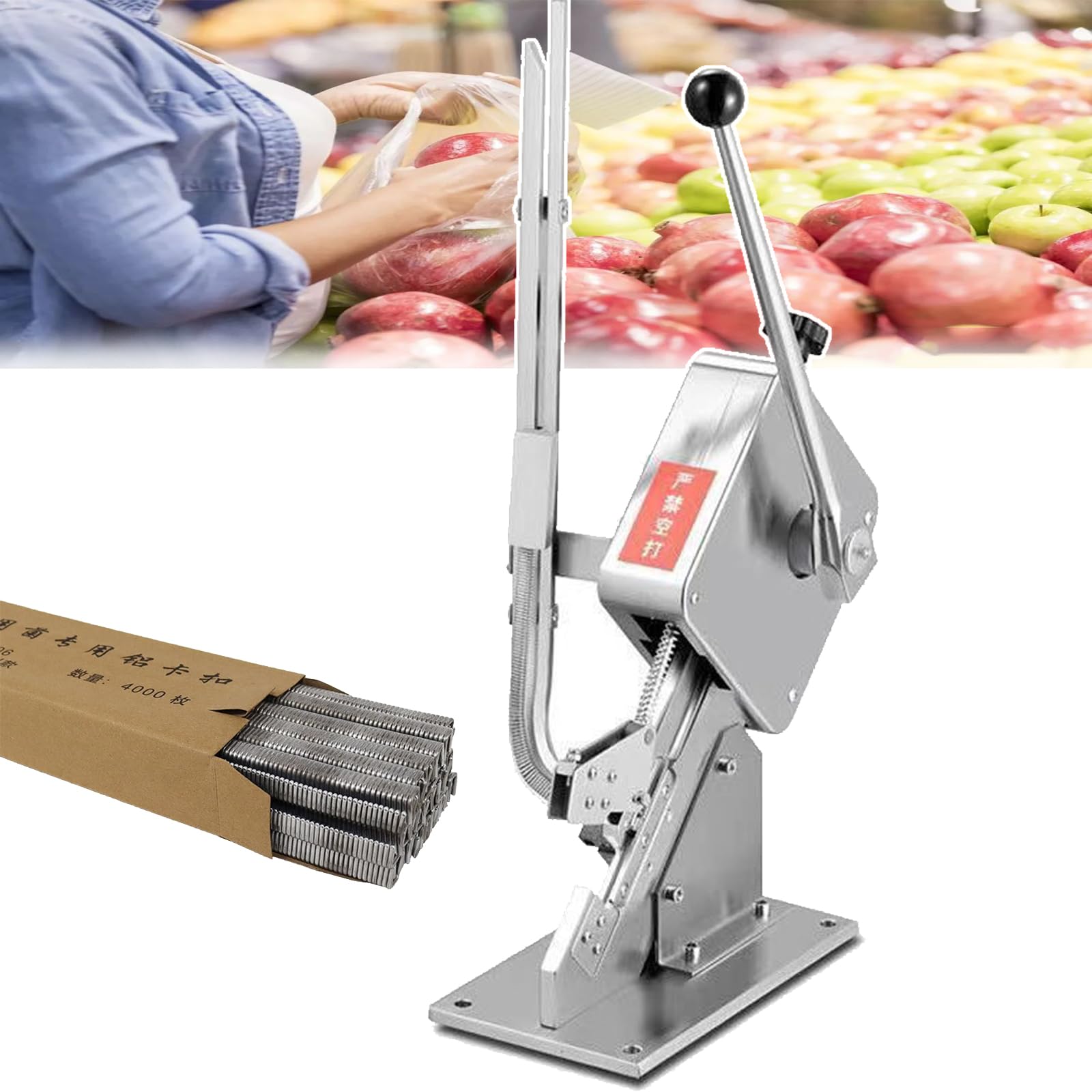 Scelleur de saucisses manuel pour calibrage de 50 à 120 mm avec clips de fixation