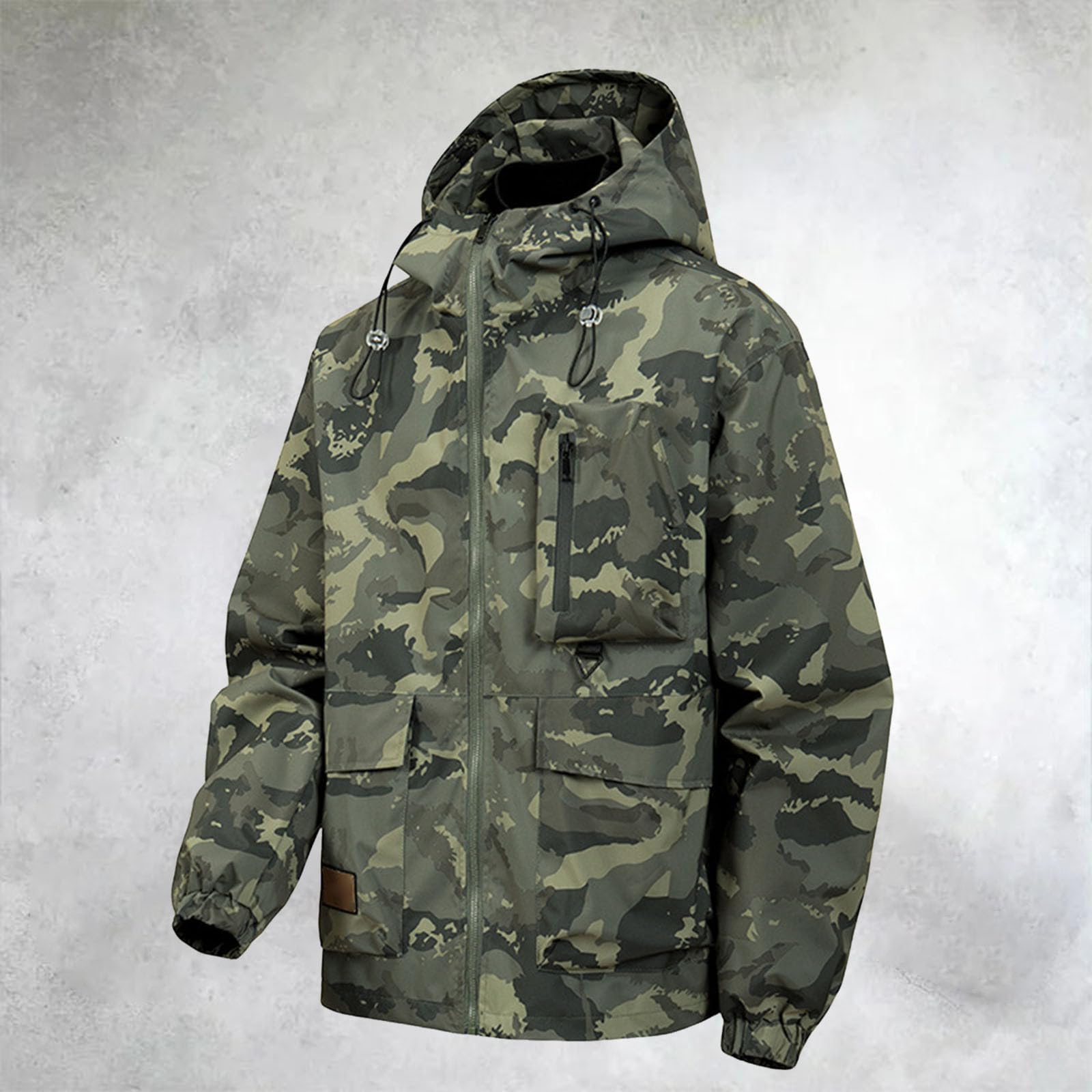 Chaqueta de trabajo softshell camuflaje cortavientos hombre militar ligera con capucha