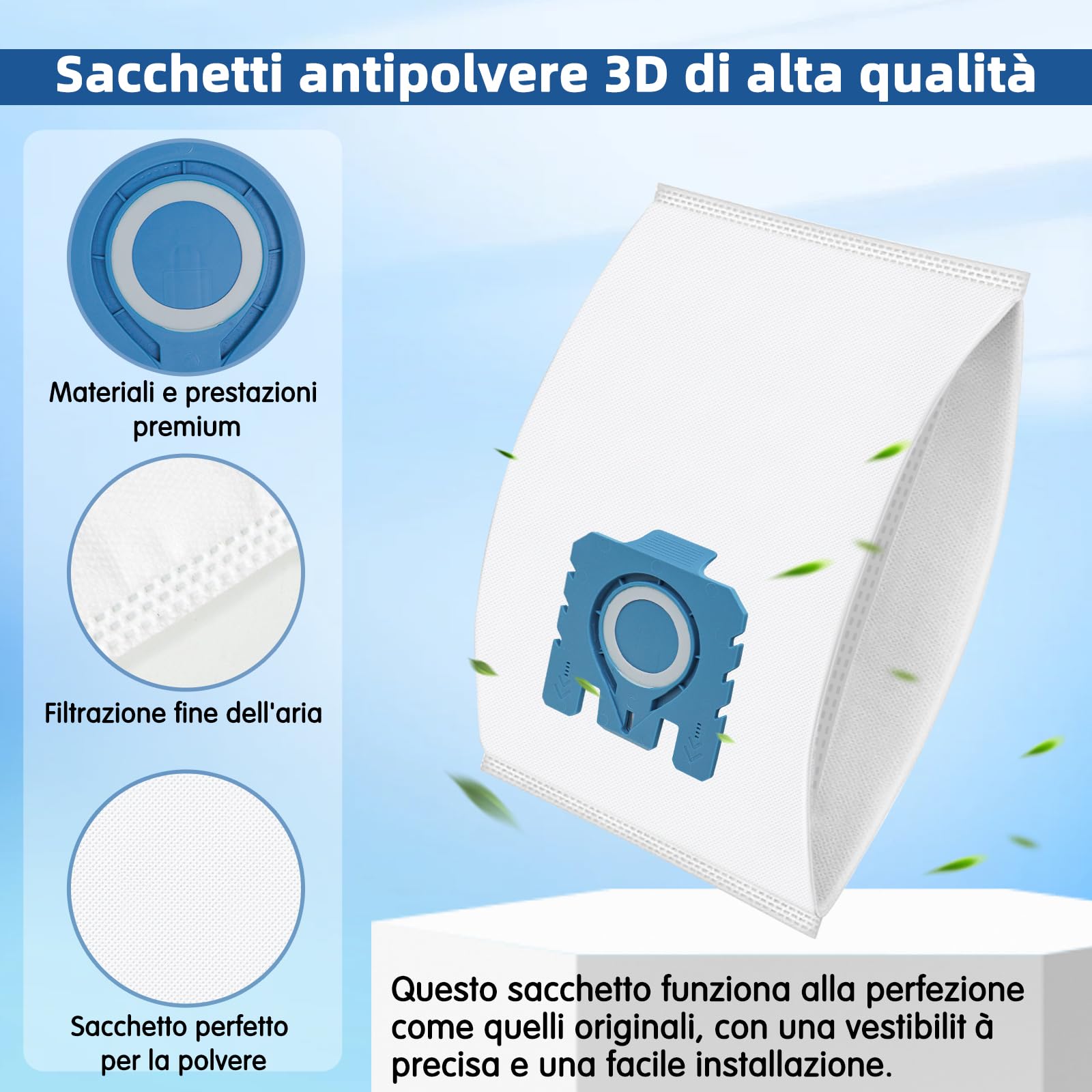 12 Sacchetti Hoover OWISUEE Compatibili Per Miele Aspirapolvere, Sacchetti GN Ad Efficienza 3D Per Classic C1, Complete C2, Complete C3, S8, S5, S2 Series (12 Pack 4 Filtri - Foto 9