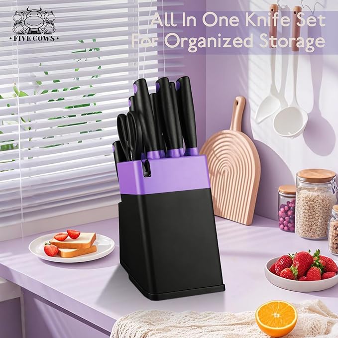 Set Cuchillos Cocina 14 Piezas Acero Inoxidable Base y Afilador miniatura 4