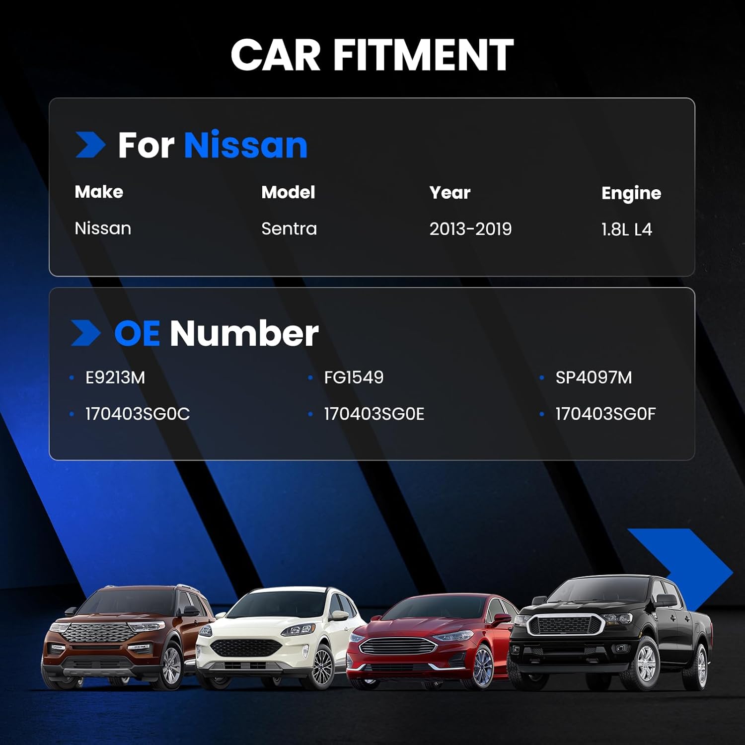 E9213M Eletric Fuel Pump Assembly Compatible with Nissan Sentra L4 1.8L 2013-2019, Replaces FG1549 SP4097M 170403SG0C