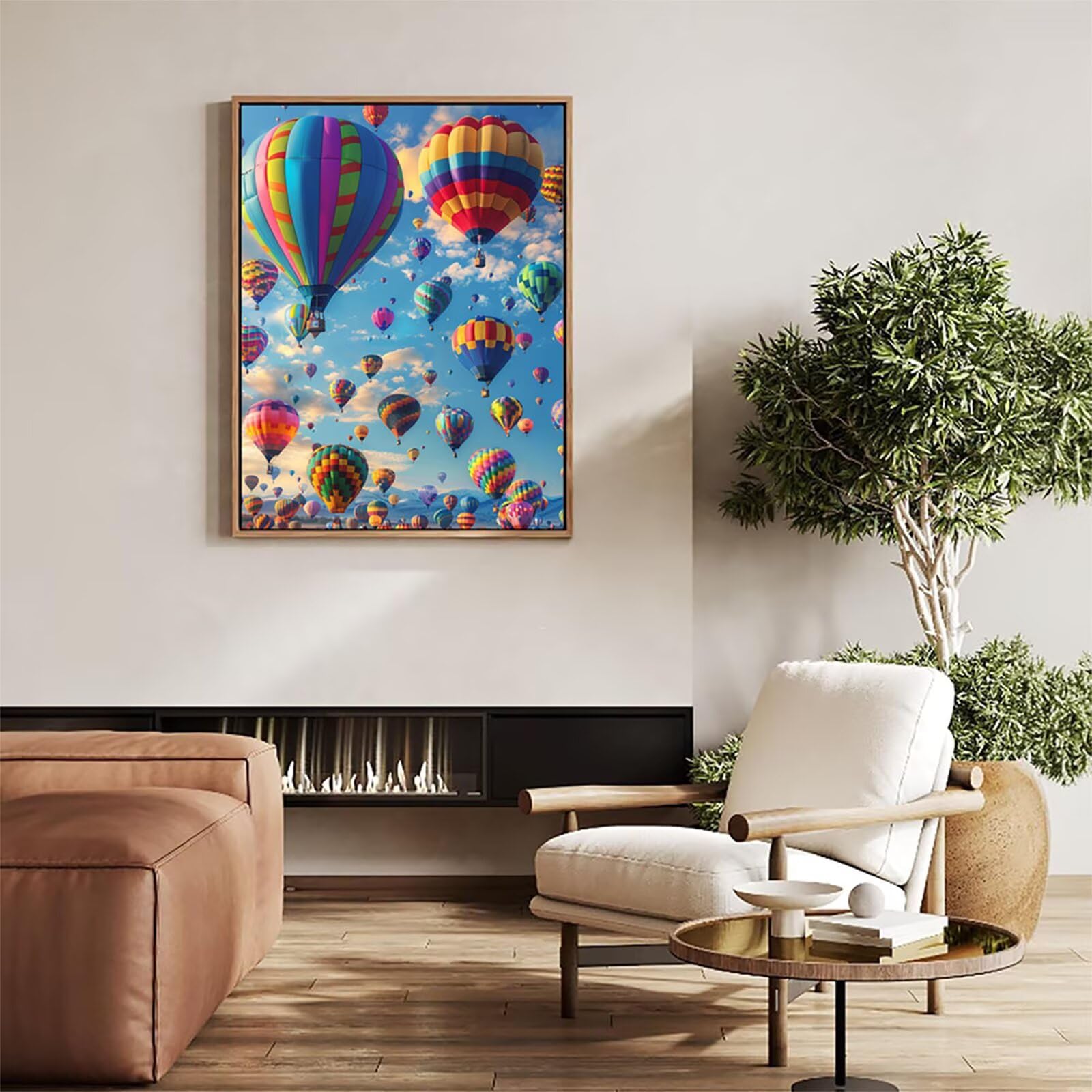 Malowanie według numerów dorosłych Balon na lotnisko, obrazy do malowania według numerów krajobraz, DIY Paint by Numbers DIY Adult Kit z pędzlami i pigmentem akrylowym, prezent dla kobiet 90x120cm 0