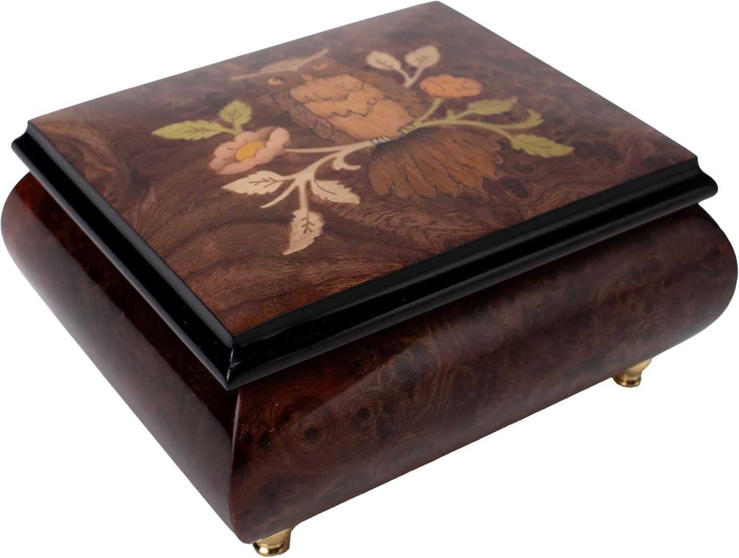 Medea 木製フローラルインレイ折りたたみトレイ ITALY Haelo フクロウ