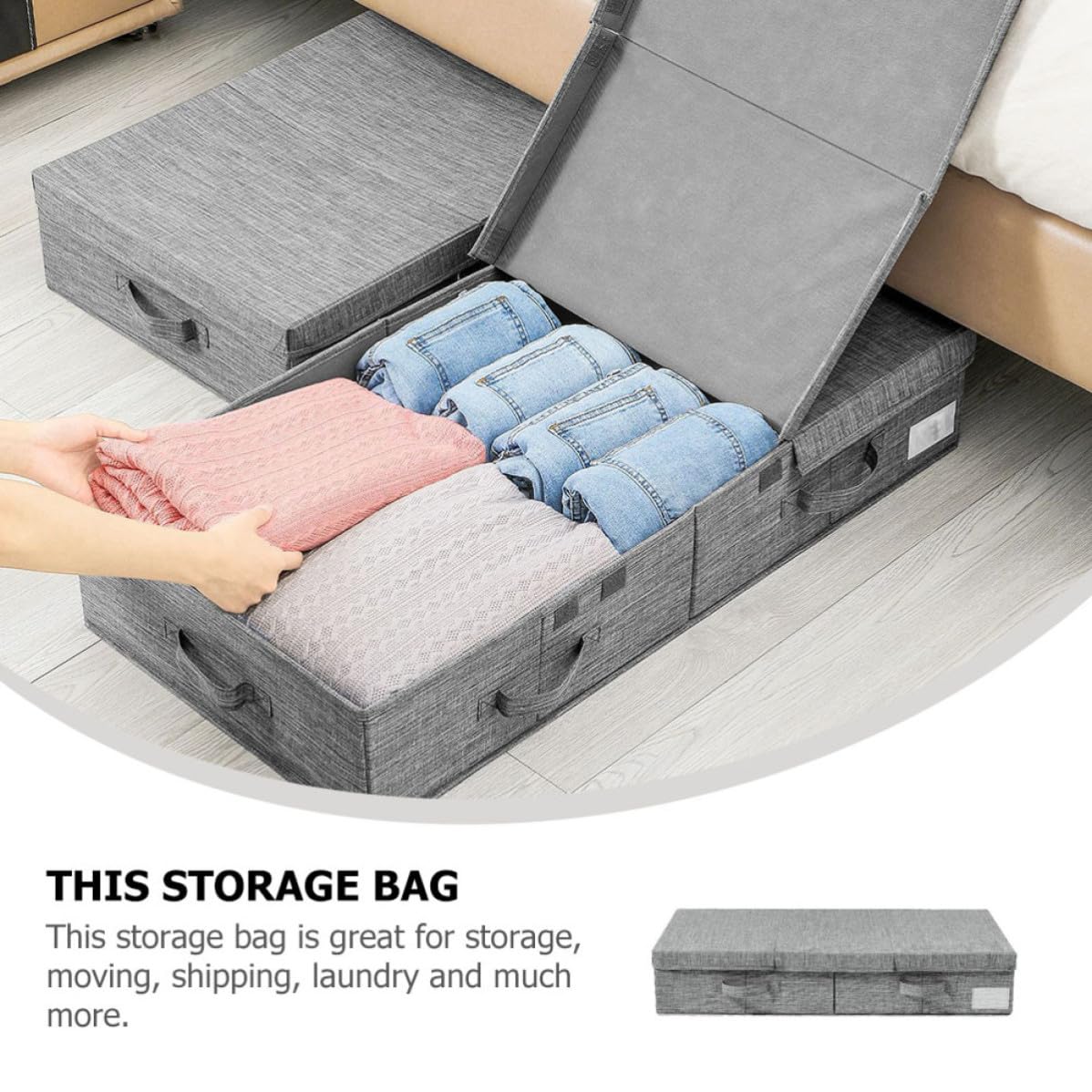 Scatola Organizer Pieghevole per Vestiti Sotto Letto, Contenitore Impilabile per Abbigliamento e Accessori, per Casa e Viaggi