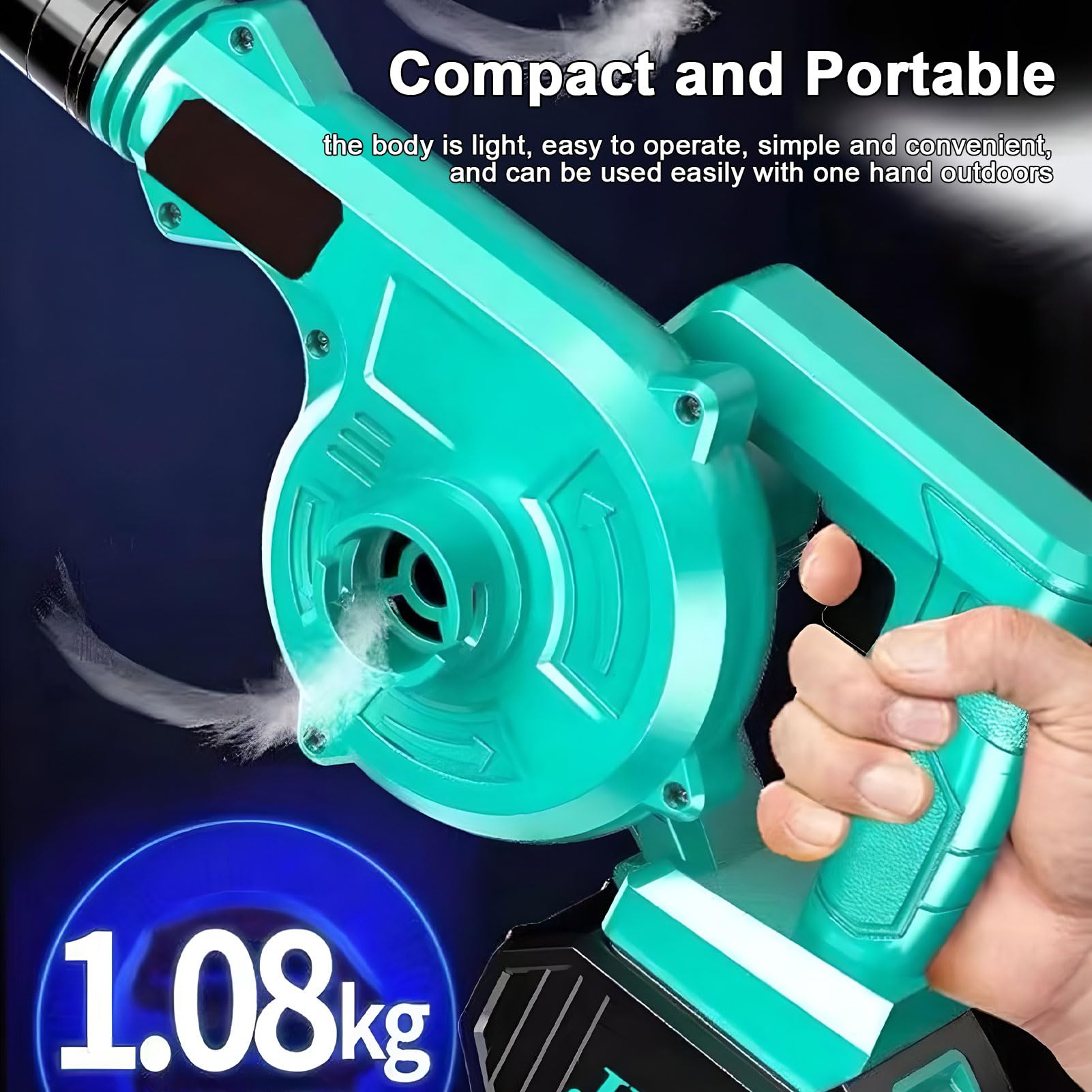 Soplador y aspiradora de Hojas 2 en 1, soplador de Hojas inalámbrico con 2 baterías de 18000 Ah y 1 Cargador, recolector de Hojas de jardín con Tubo y Bolsa para el Polvo, para Cuidado césped