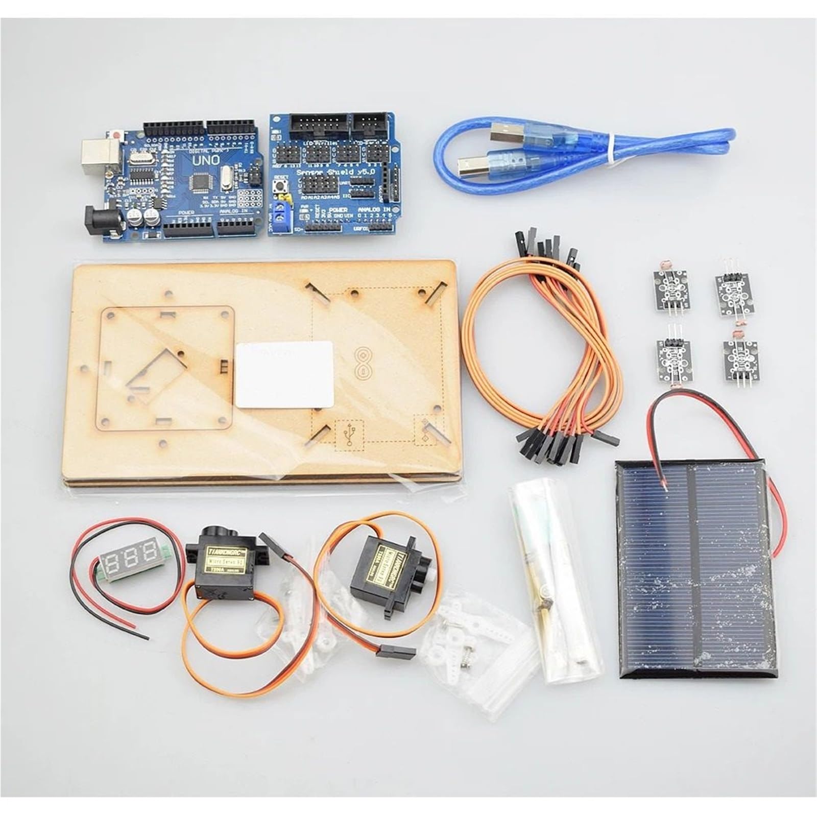 Arduino Inteligentne urządzenie do śledzenia energii słonecznej Technologia majsterkowania Zestaw do nauki programowania małej produkcji Open Source(YELLOW)