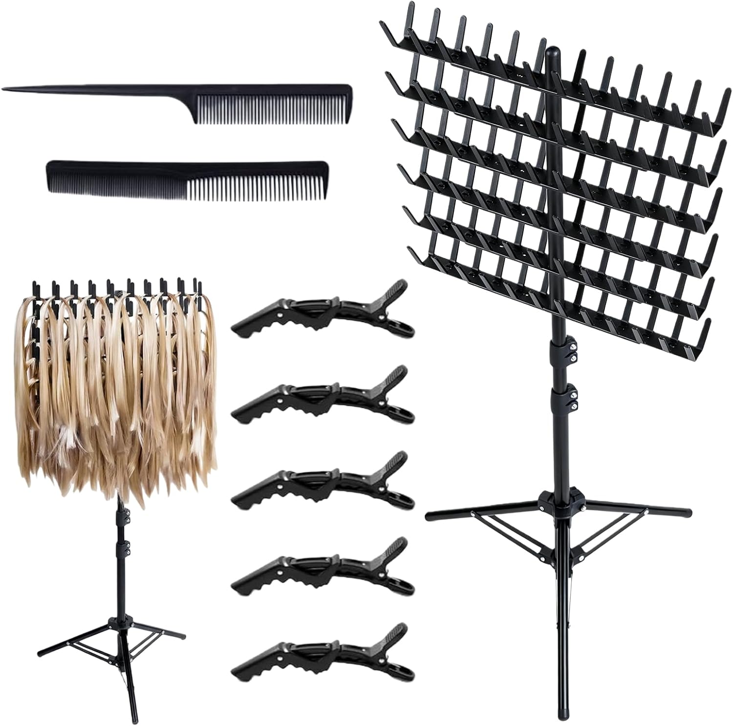BORDEAG Hair Braiding Stand Adjustable Hair Stand Wig Stand with 144 Pens Braided Hairstyle Stand Hair Braiding Stand for Hairdressing Salon and Home