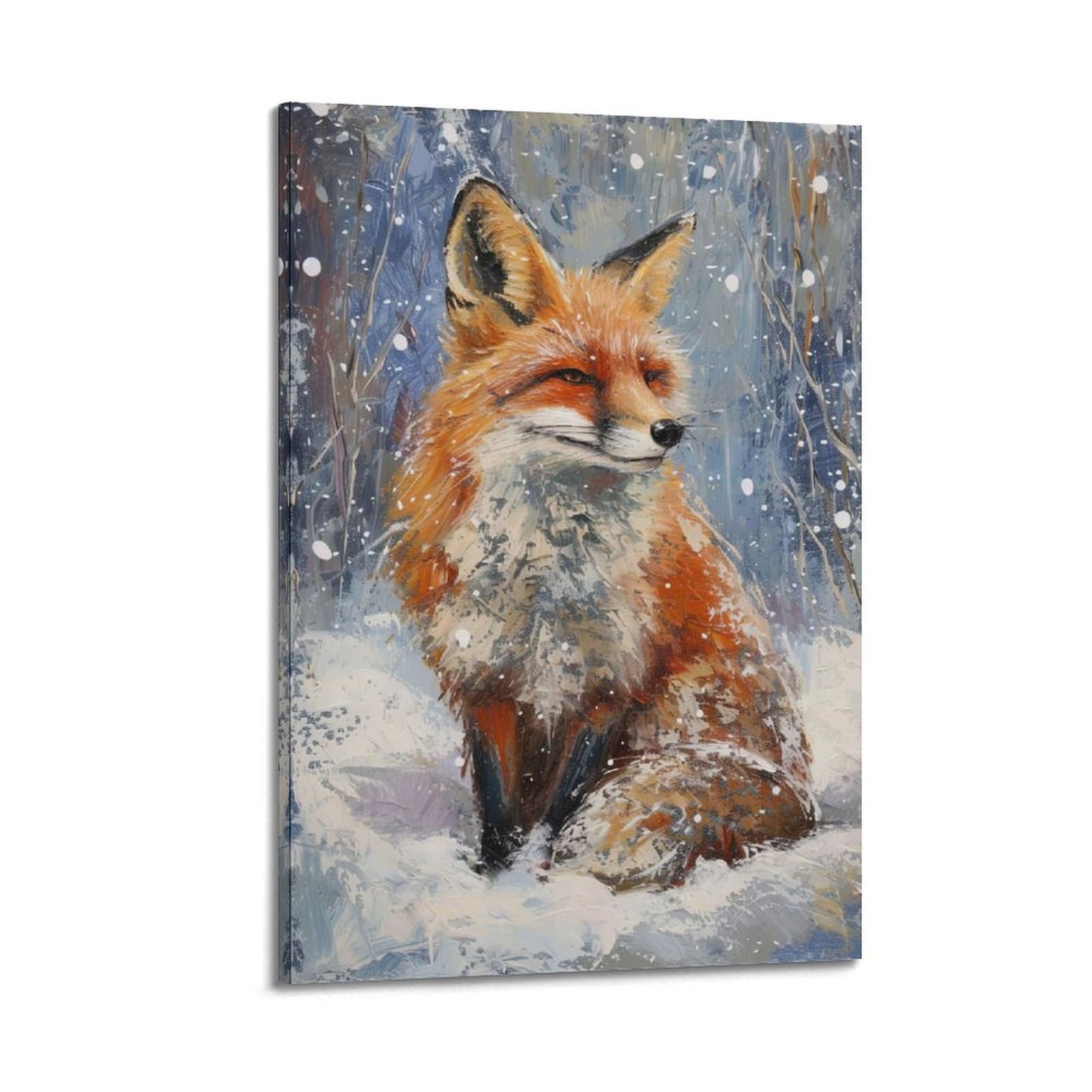 ZSZWHJ Animal Poster Fox in The Snowy Day Artwork Poster Decorative Painting Canvas Wall Posters And Art Picture Print Modern Family Bedroom Decor Posters 20x30inch(50x75cm)