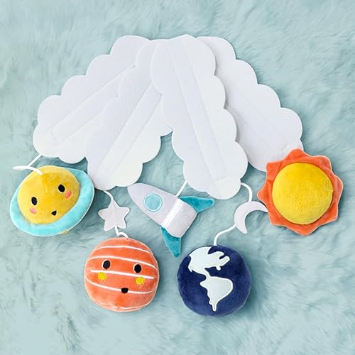 Miniatura 7 de The Peanutshell Móvil de cuna para niños o niñas - Blanco y azul oscuro musical cuna móvil con 12 canciones de cuna, planetas bebé espectacular