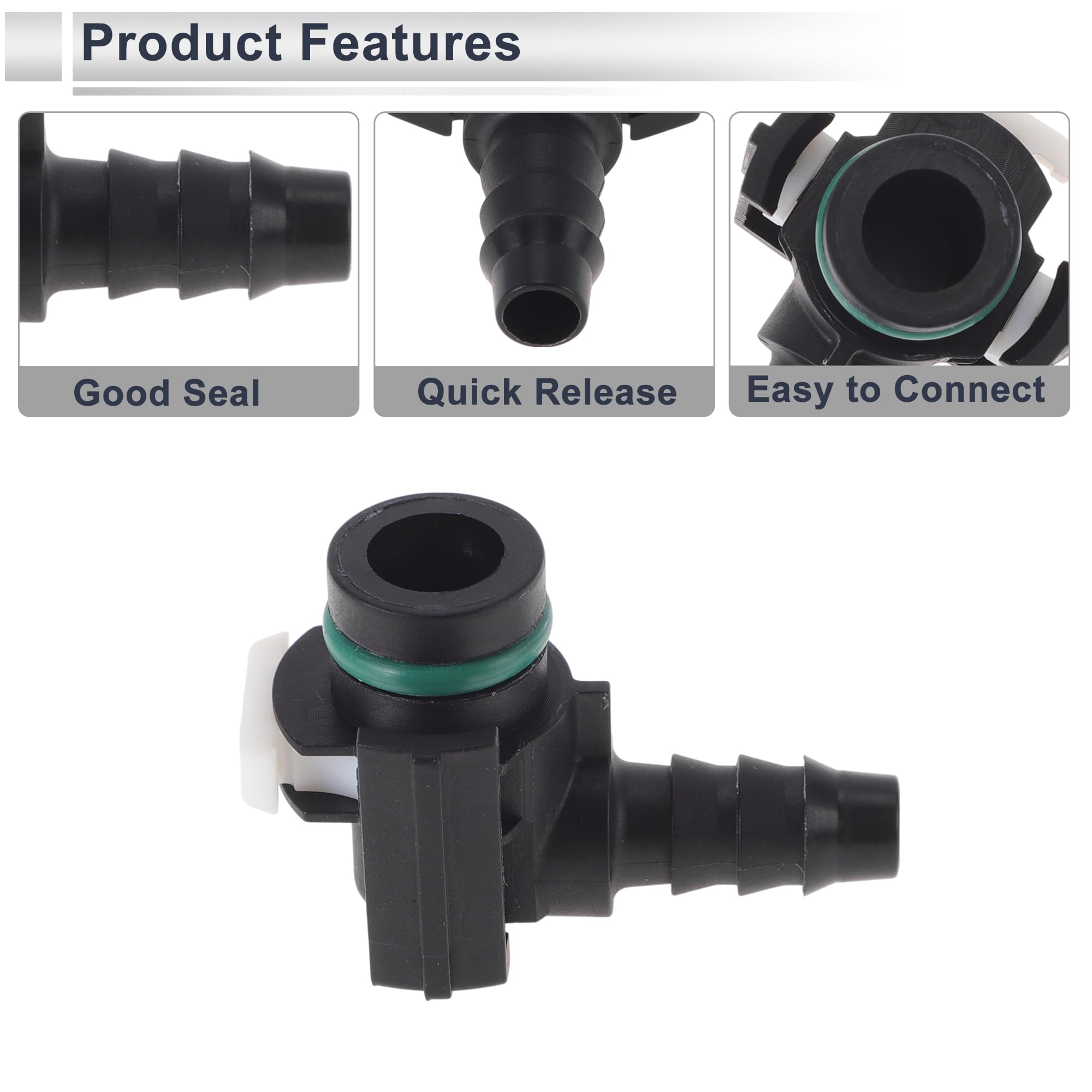 Motoforti Conector Rápido De Línea De Combustible De 5/16" ID Para Manguera De 15/32" SAE Conector Macho A Hembra Con Adaptador Rápido De 90 Grados Y Sellos De Montaje De Plástico 2 Pcs
