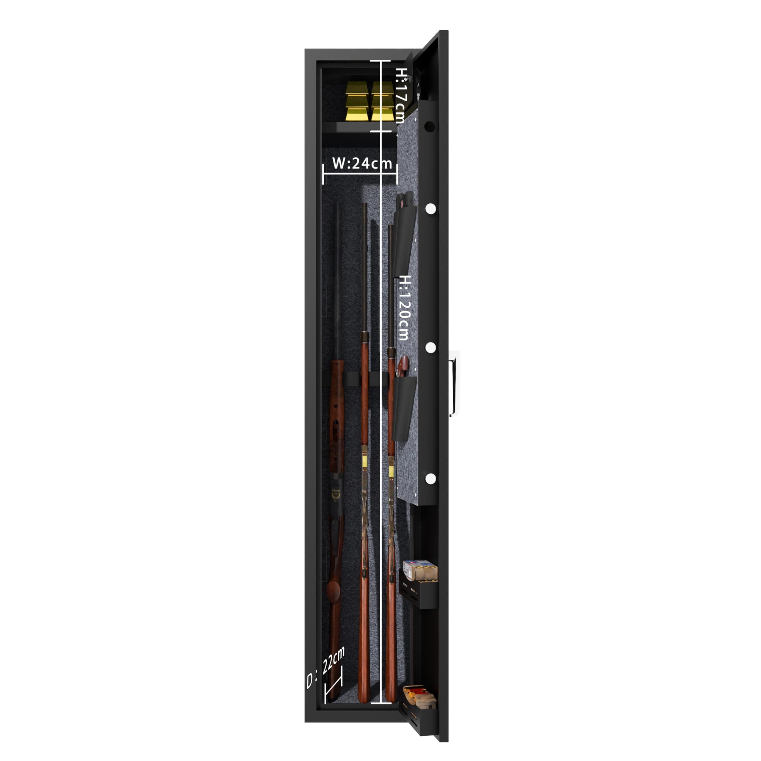 Armario para rifles con cerradura de combinación, caja fuerte para 3 armas largas, acceso rápido, negro