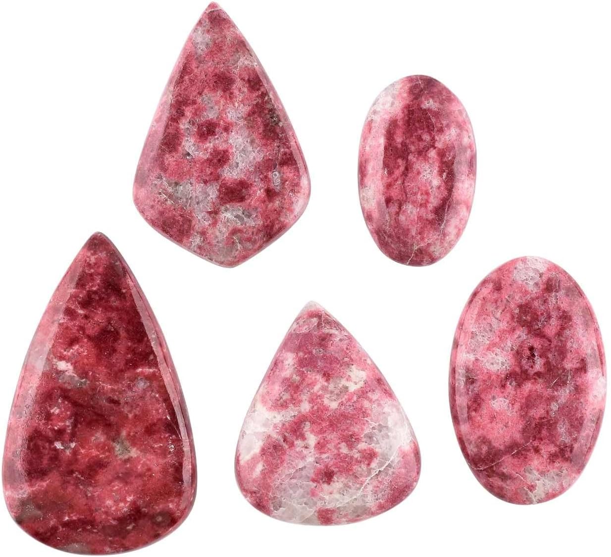 OdrillionGems 5pcs Natural Thulite Gemstone Cabochon for Jewelry Making