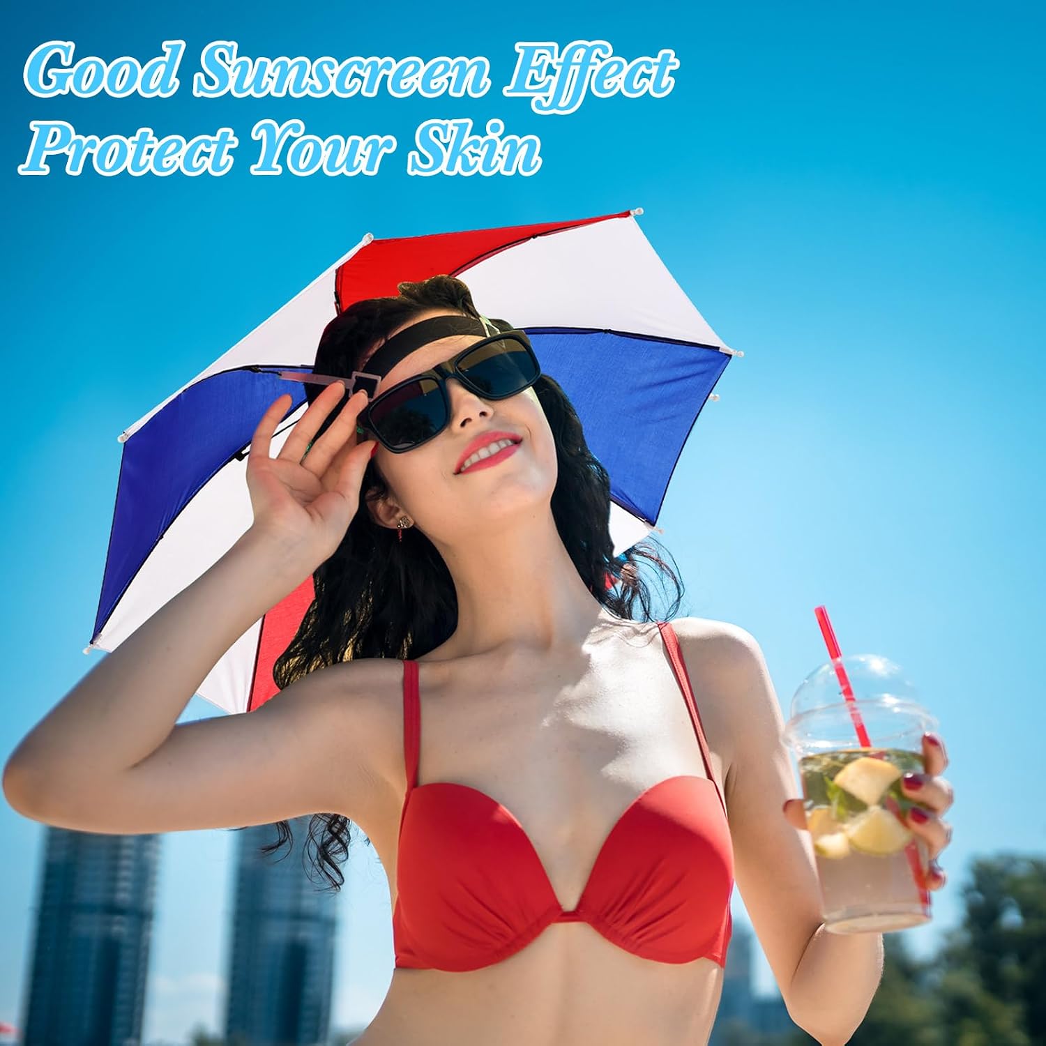 Kacctyen 20 Pieces Patriotic Rainbow Umbrella Hat for Adults, 4th of July 250th Anniversary Colorful Waterproof Head Umbrella Cap with Elastic Band for Summer Beach Party Fishing Hiking Camping