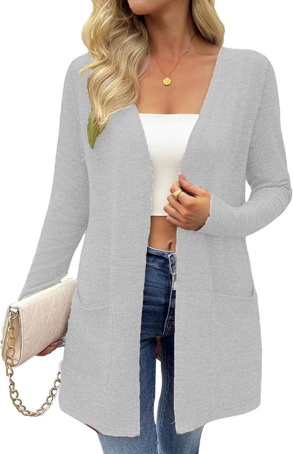 Cardigan for Women Long Sleeve Open Front Lightweight Cardigans Casual Loose Cardigans with Pocket