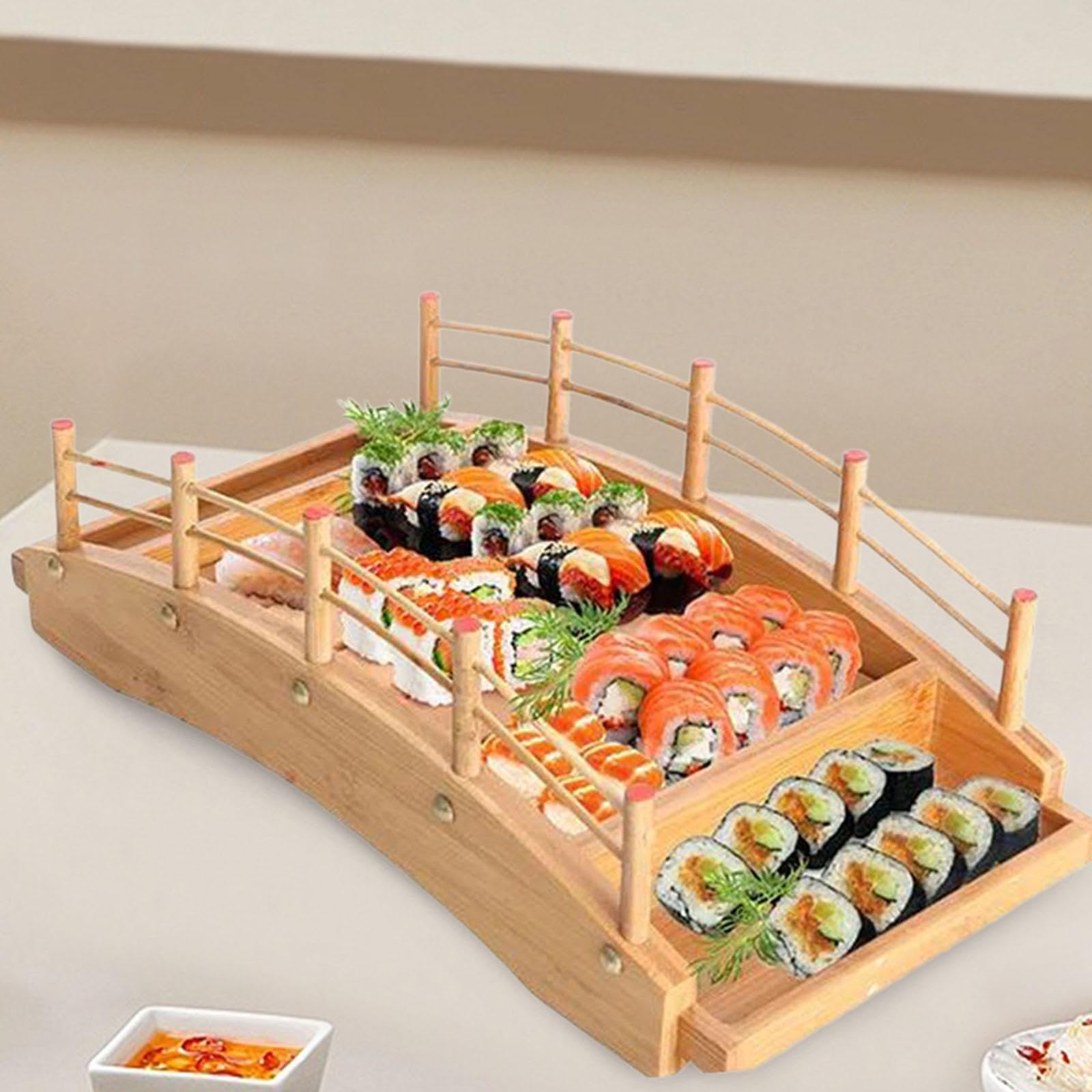 Japoński talerz do sushi, drewniana taca, drewniana taca, narzędzie kuchenne, półmisek do serwowania, drewniany most łukowy, Sashimi, L