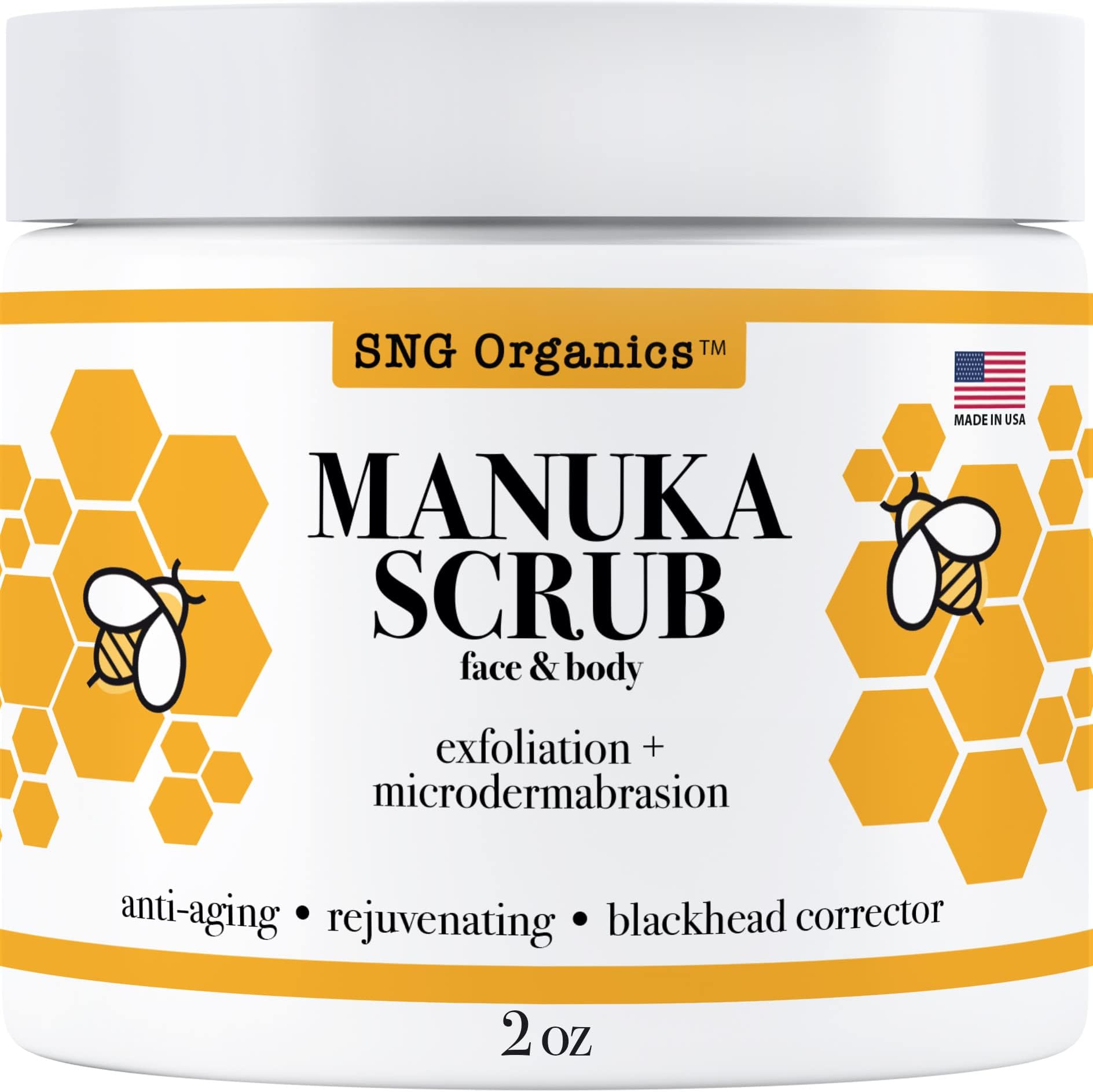 Manuka Honey New Zealand Facial Scrub - Deep Pore Microdermabrasion, Exfoliating Facial Scrub - Blackhead Remover, Moisturizing Face Exfoliator for Anti-Aging & Acne
