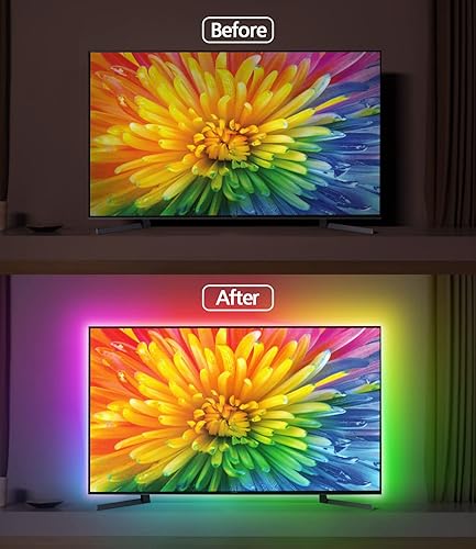 Vista 2 de Daymeet Retroiluminación LED para TV, luces LED ICRGB de 13.1 pies para TV, USB, TV, tira de luz LED para TV de 40 a 65 pulgadas, luces LED