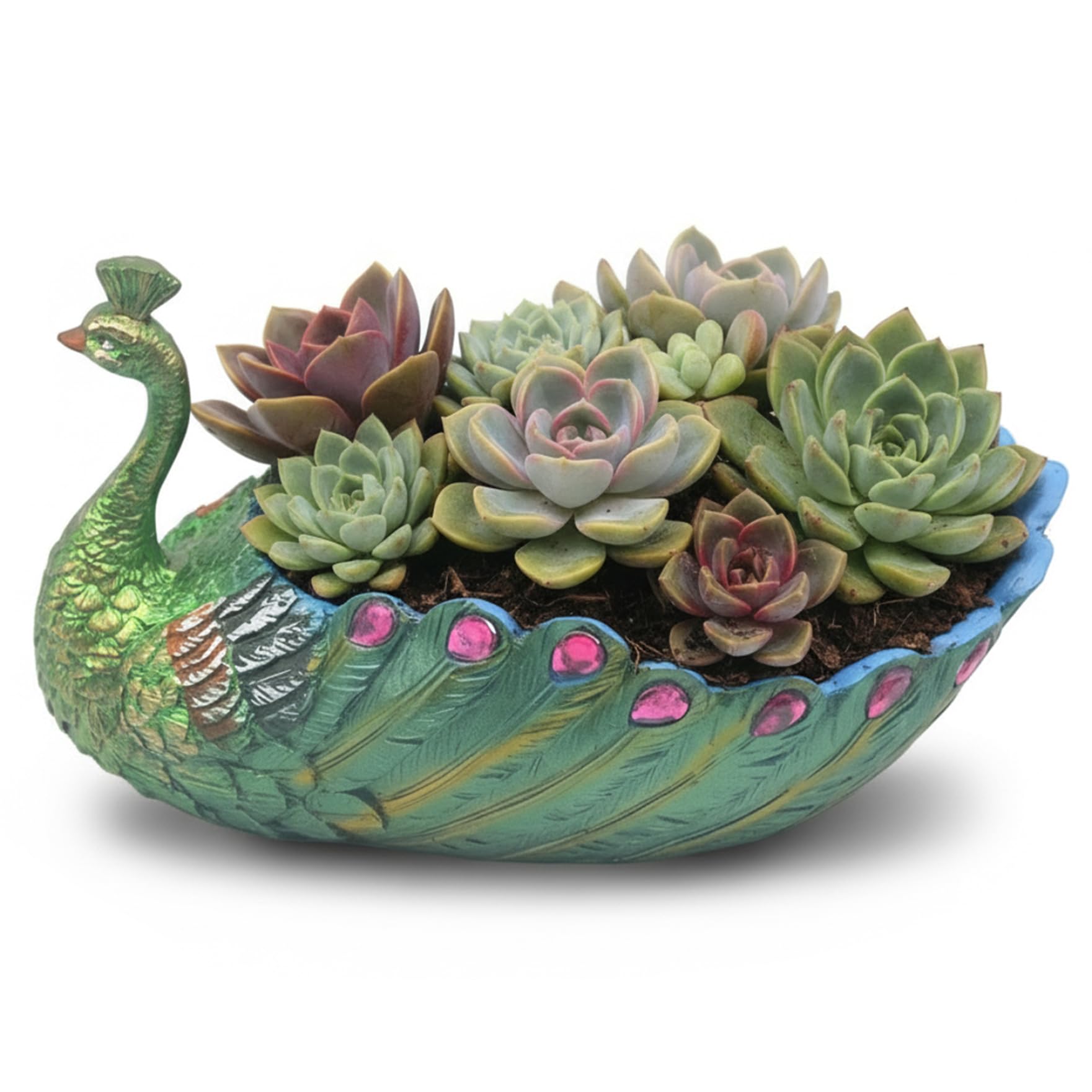 Wilafury Peacock Planter Elegant Shaped Resin Planter Pot Decorative Flower Pot for Indoor Outdoor Garden