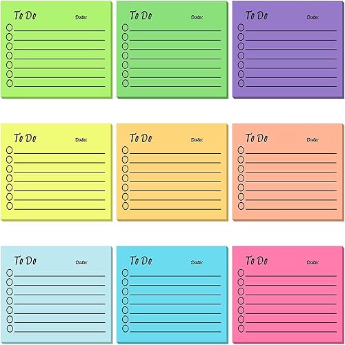 Notas adhesivas coloridas, 3.9 x 2.8 pulgadas, 9 paquetes de 9 colores brillantes, 50 hojas por bloc, fuerte autoadhesivo y sin residuos, notas