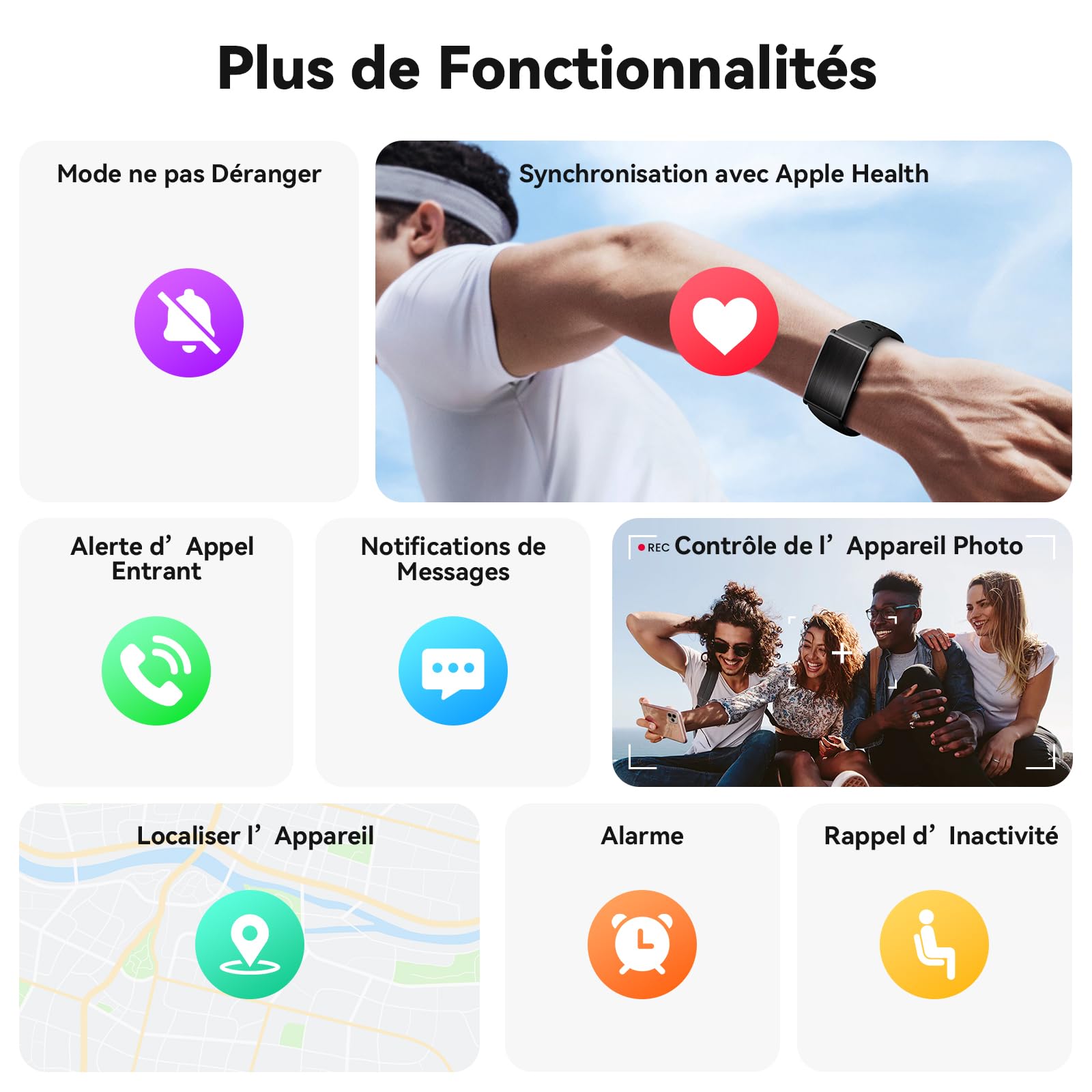 Bracelet Connecté sans Écran Homme Femme, Fitness Tracker 24/7 Suivi Activité et Sommeil avec Fréquence Cardiaque, Analyse IA, 60 Jours d’Autonomie, 170+ Sports, sans Abonnement