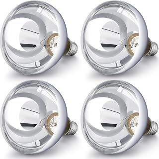 VIHOSE 4-Pack 250W R40 Heat Lamp Bulbs E26 Base - Incandescent Quartz Glass for Reptiles, Chicks, Puppies, Bathroom Heat (Silver)