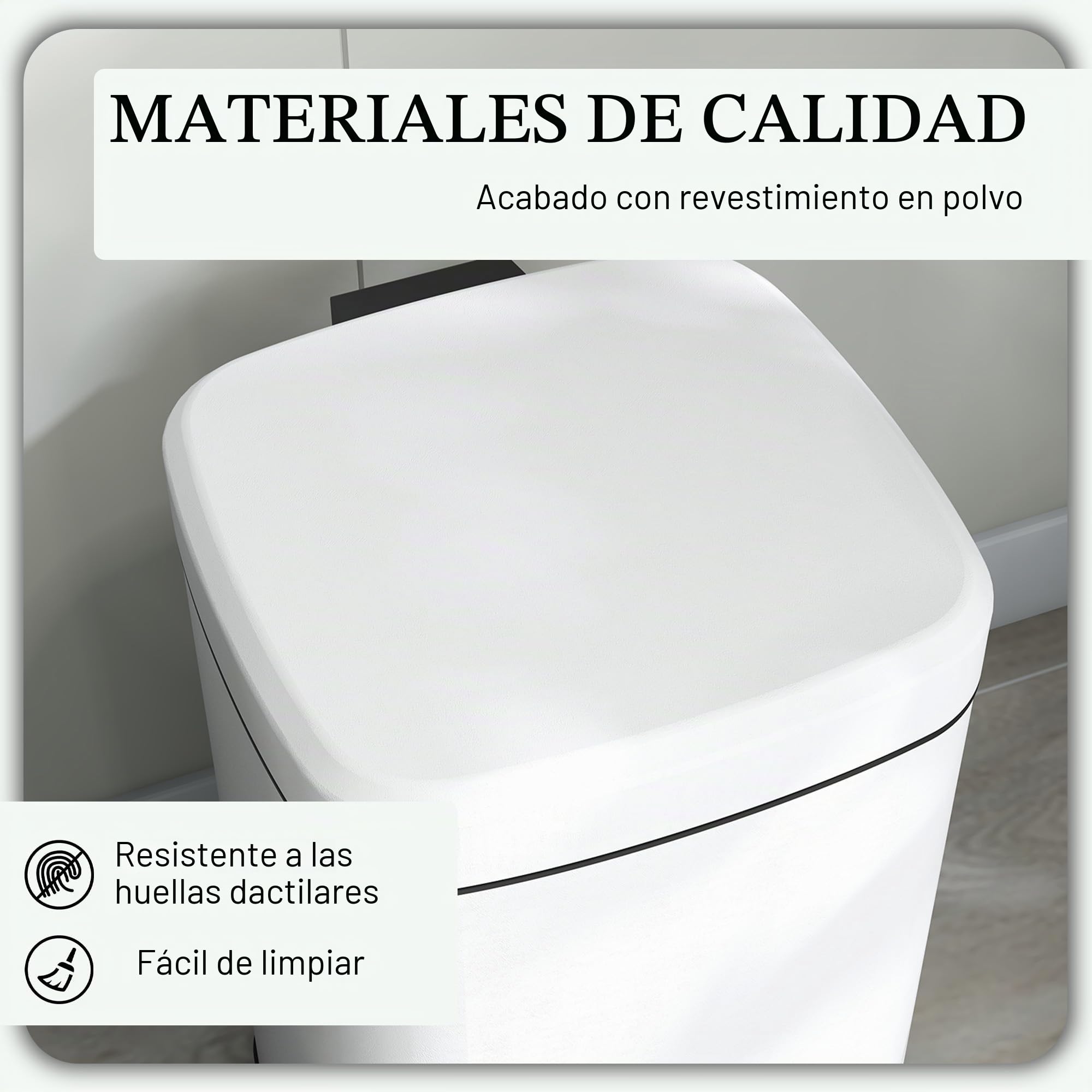 HOMCOM Cubo de basura cocina 20L Pedal 28x35x45cm Blanco | Acero inoxidable, cierre suave, compacto, cubo interior extraíble