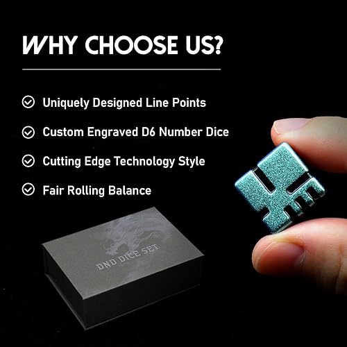 Miniatura 5 de Dados de metal D6, juego de dados DND de 0.63 pulgadas D6, ZHOORQI 6 unidadesjuego de dados tecnológicos rediseñados para dados de Calabozos y
