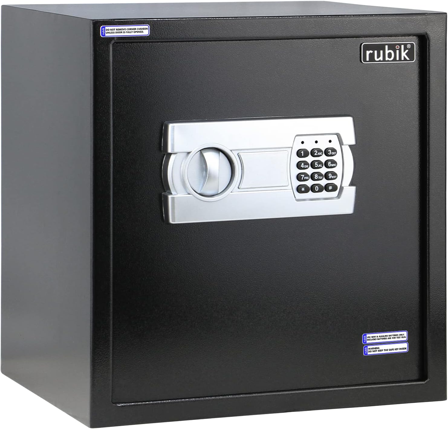 Rubik Safe Box, Digital Lock with Key, Large Capacity, Suitable for Home Office, Protects Cash Money Documents (RB-40EGX, 40x38x30cm) Black
