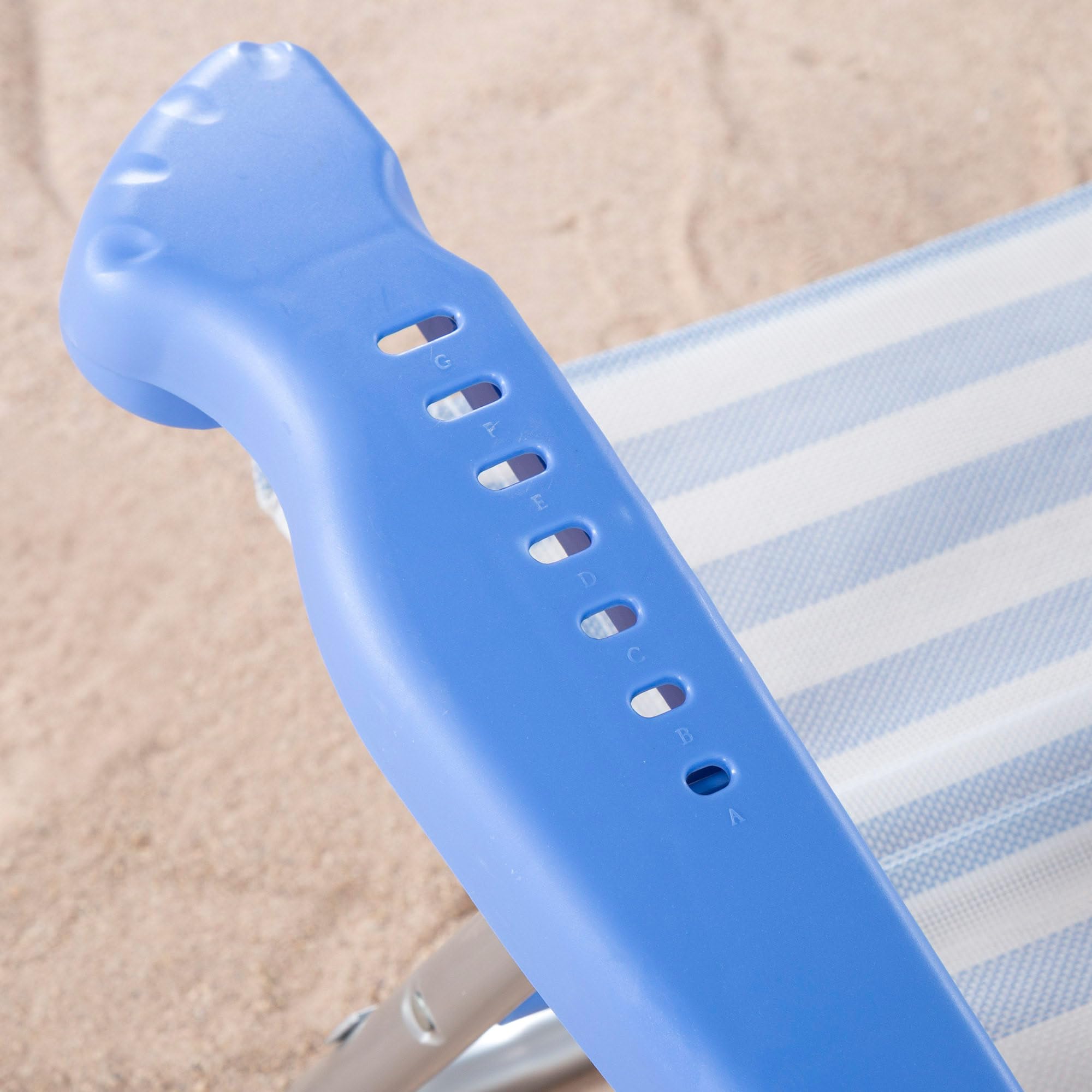 AKTIVE Silla de Playa Plegable, 8 Posiciones, Color Azul Rayas, Mide 48x50x80 cm, Soporta 110 kg, Asas de Transporte, Sillas Respaldo reclinable (62549)
