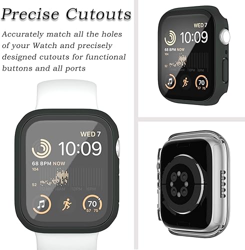 Miniatura 10 de Funda compatible con Apple Watch Series 8 y Series 7 de 1.614in1.772in con protector de pantalla de vidrio templado mate de color sólido (negro,