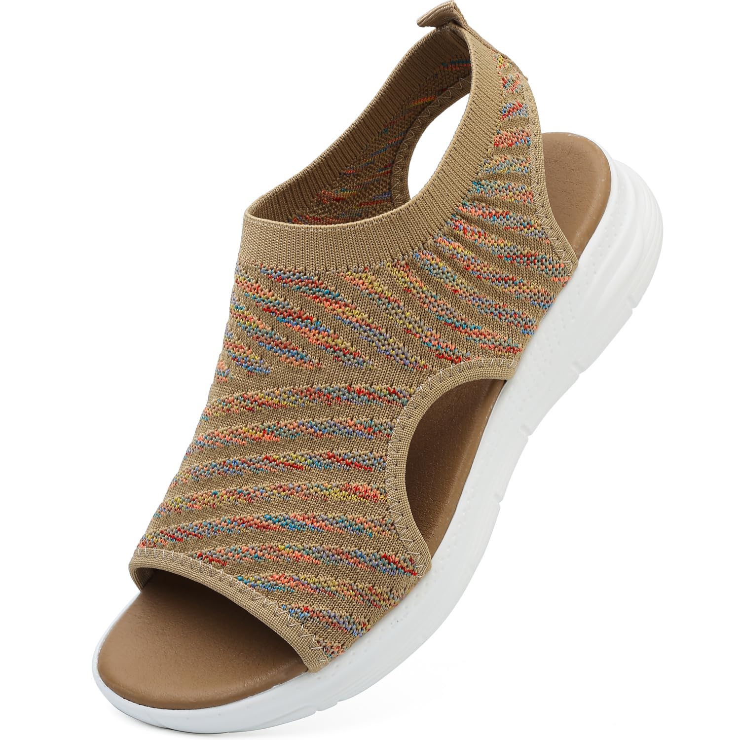HODTOB Damen Orthopädische Sommer Bequeme Leichte Sandale Rutsche Sport Sandalen Leichte Strick Sandalen Mesh Weiche Sohle Freizeit Damenschuhe