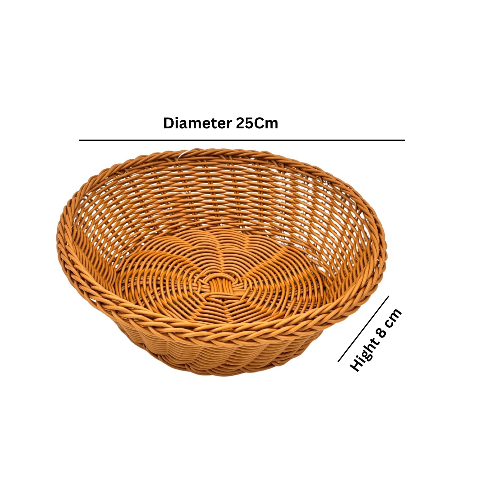 GURUBHAI EQUIPMENTS Round Roti Basket Set of 6 |Bread Basket |Woven Plastic Serving Baskets for Snacks, Chapati, Bakery Items & More | Durable & Easy-to-Clean for Home, Café & Restaurant Use, Brown 1