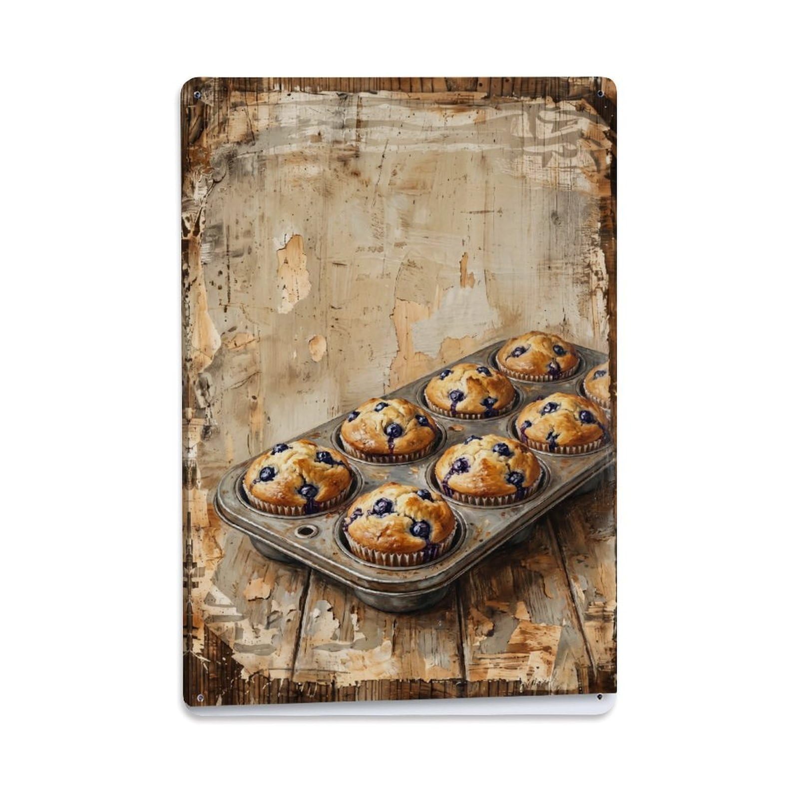 Country Kitchen Muffin Tin Baking Countryside Home Vintage Metal Tin Sign Plaque Wall Decor for Cafe, Club, Garden Metal Poster 8x12Inch