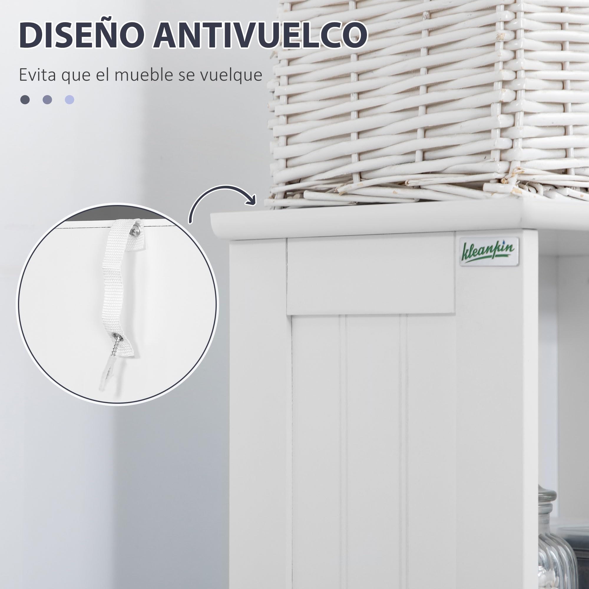 kleankin Armario Alto de Baño con 3 Compartimientos 34x23x165 cm Blanco