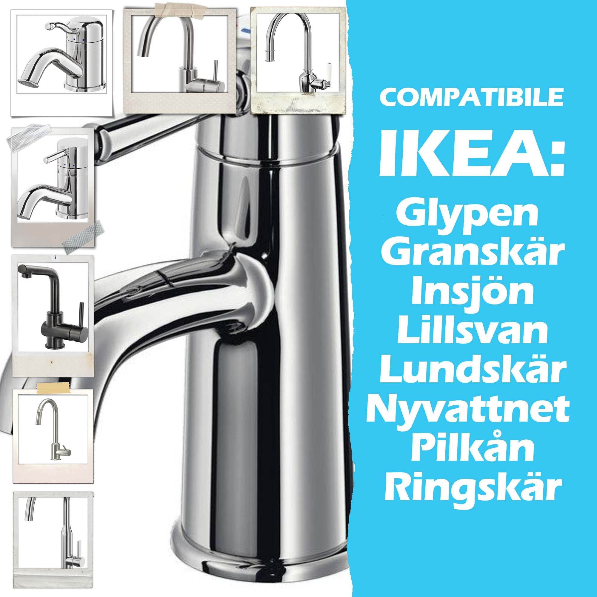 Adattatore per rubinetto miscelatore M18,5 - M22 per IKEA, GROHE, Neoperl TJ, filtro BRITA