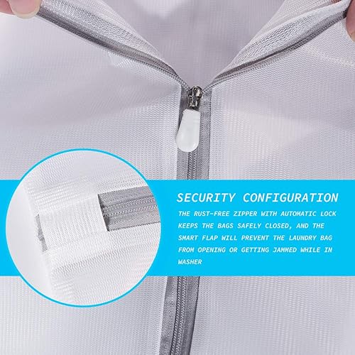 Miniatura 4 de Bolsa de malla para lavandería, bolsa de lavado de malla fina resistente para lavadora, bolsa de lavandería con cremallera para viajes, lencería,