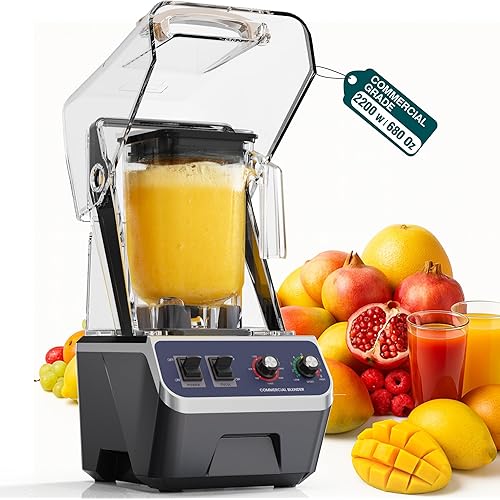 WantJoin Commercial Blender For Smoothies - 68Oz Professional Quiet Smoothie Blender with Shield, 2200W Upgraded Motor, 9 Speeds, 1-660s Timer, Blenders for Frozen Drinks Juice,Dishwasher Safe
