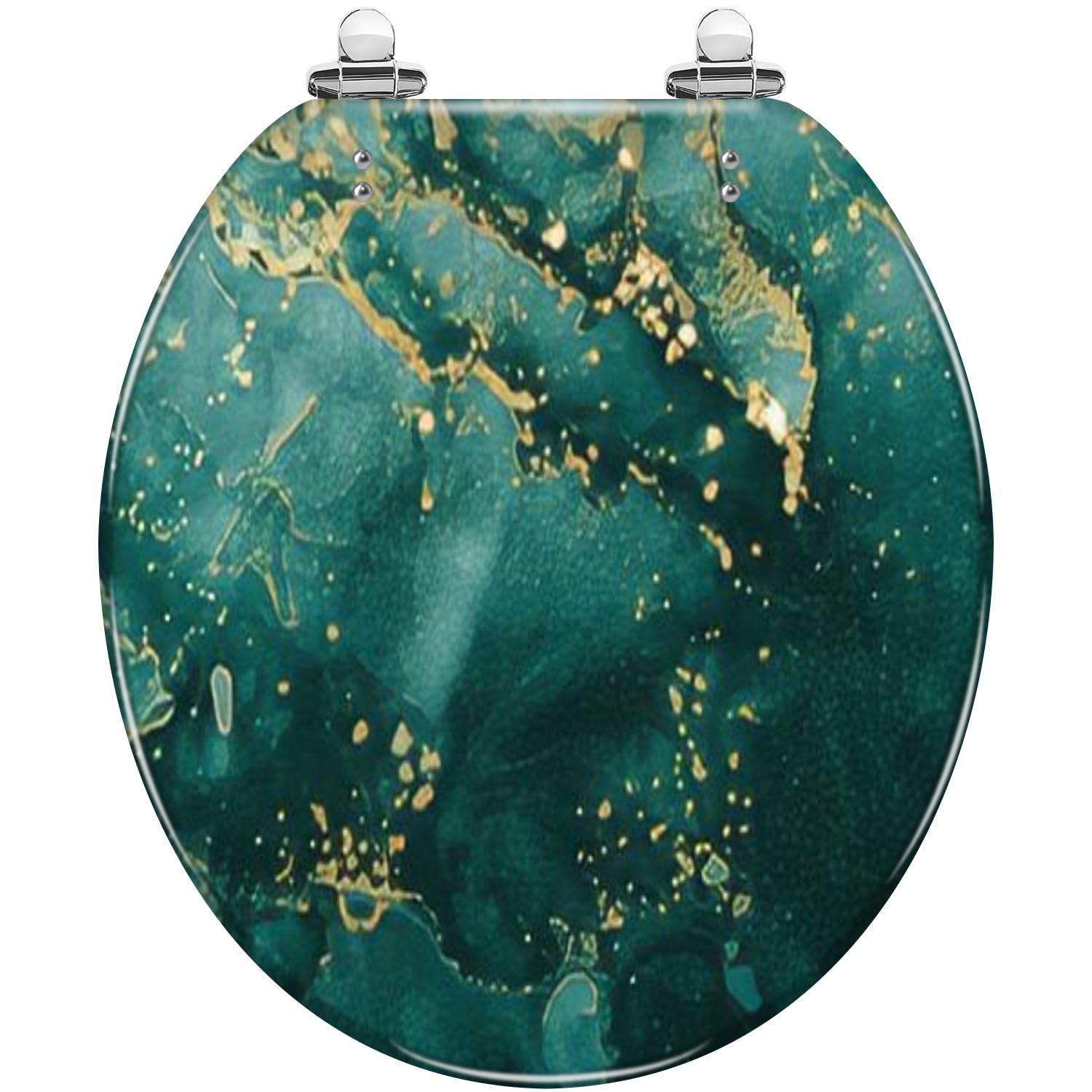 Tazyyzuu Multi6 Purple Lavender Liquid Watercolor Toilet Seat With Golden Lines Pastel Marble Resin Slow Close Quick-Release Hinges(Multi6)