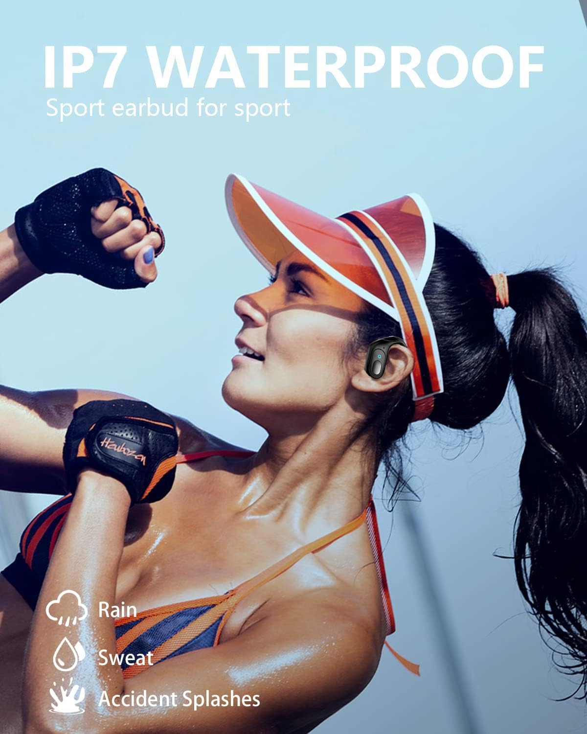 Auriculares Bluetooth 5.3 VTKP Con Cancelación De Ruido ENC, 60h De Batería, Ganchos Deportivos, Pantalla LED De Batería Y Carga Rápida USB-C, Impermeables IPX7