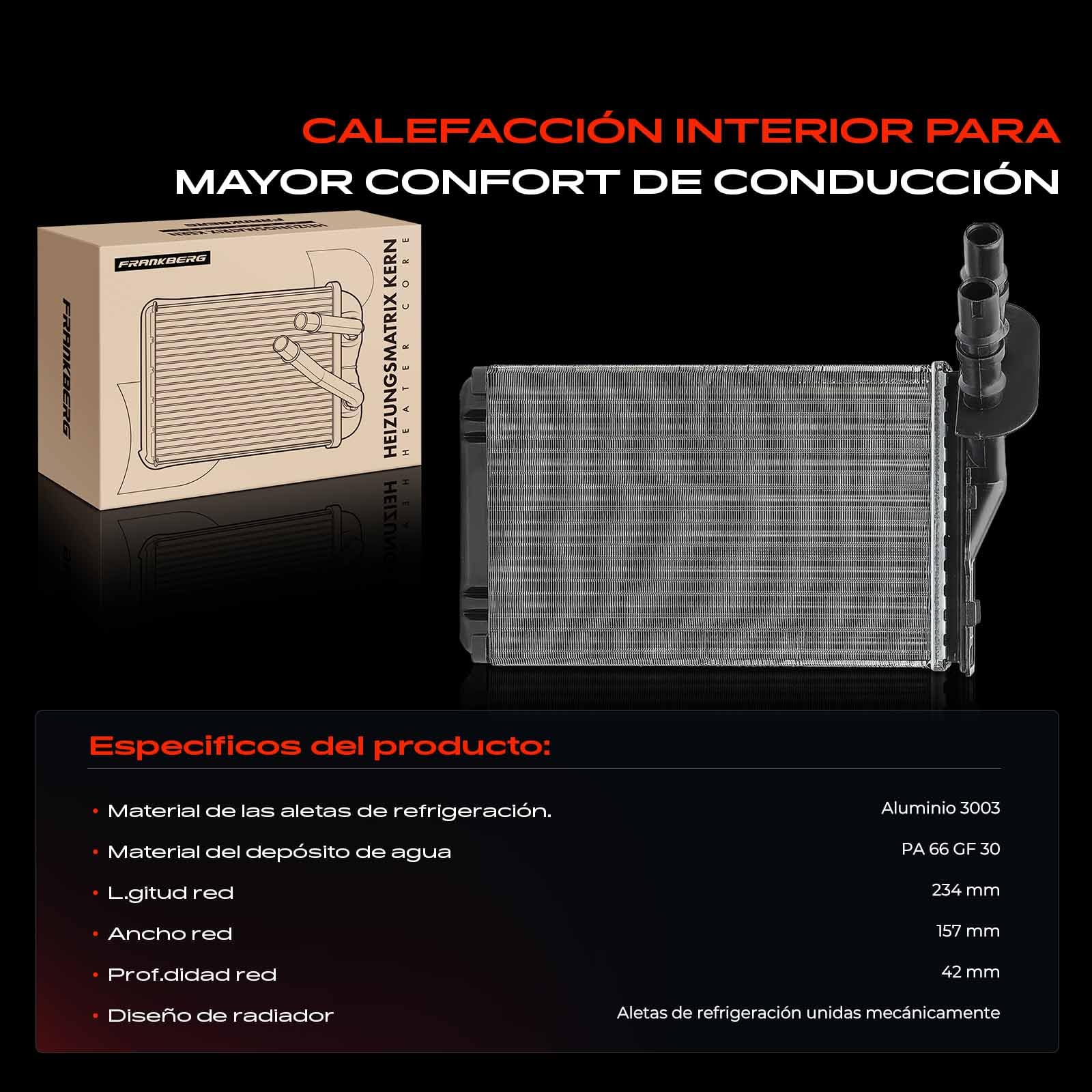 Frankberg Intercambiador de calor para calefacción interior 7701045552 | Compatible con: Clio II BB CB, Thalia II LU, Thalia I LB, Clio II caja/hatchback SB0/1/2