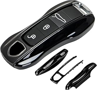 AeroBon 3-Piece Painted Fob Cover Compatible With Porsche Key Shell, Replacement (MK2, Black)