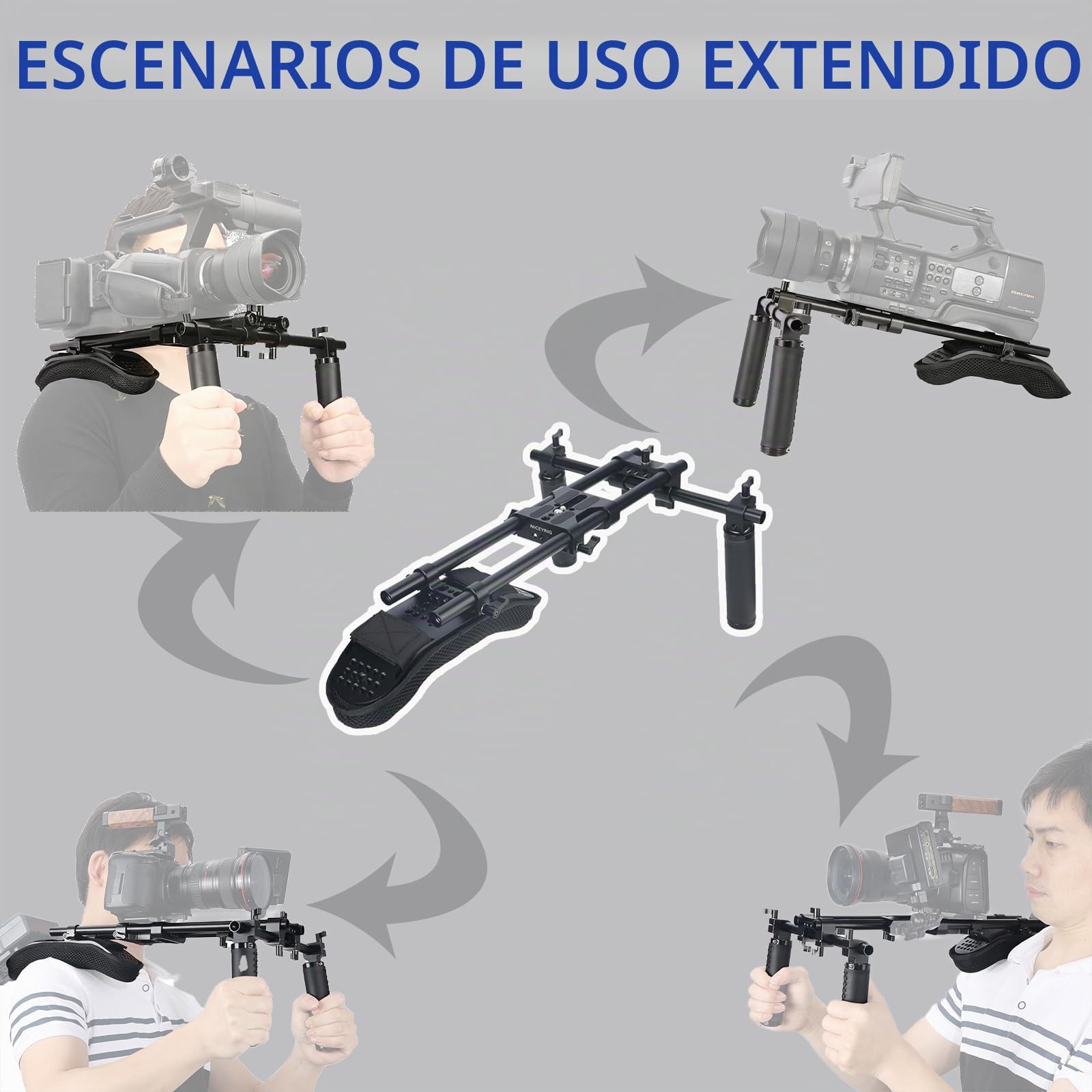 NICEYRIG Sistema de Soporte de Almohadilla de Hombro de 15 mm para cámara réflex Digital sin Espejo, Plataforma de rodaje de vídeo Estable con Placa Base Universal - 435