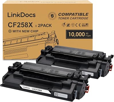 LinkDocs 58X Toner Cartridge Replacement for HP 58X CF258X 58A CF258A Toner Cartridge with New Chip Used with HP MFP M428fdw M428fdn M428dw M404 M428 Pro M404n M404dn M404dw Printer Black 2 Pack