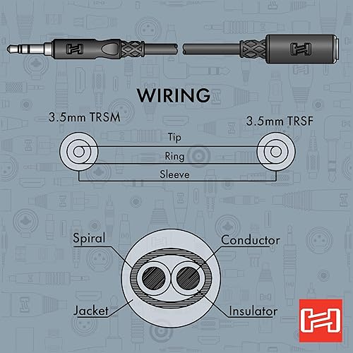 Miniatura 5 de Hosa Cable de extensión para auriculares MHE-102, TRS de 0.138 in a TRS de 0.138 in, 2 pies