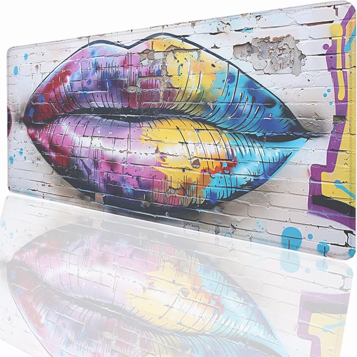 Tappetino per Mouse Gaming XXL 1200x600x3mm – Ufficio Mousepad Grande – Migliora la Velocità e la Precisione Tenuta Stabile Sottomano per Ufficio e Casa Accessori Scrivania – Graffiti Bocca LMDT5554