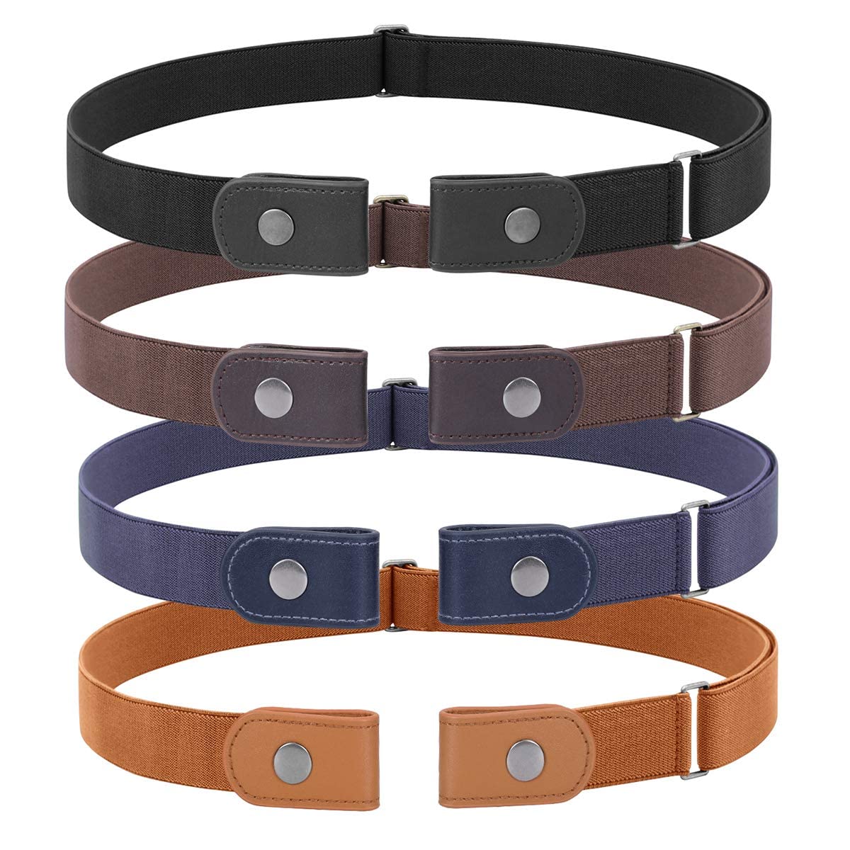 WHIPPY 3 Pieces 4 Pieces Buckle Free Adjustable Women Belt No Buckle Invisible Elastic Belt for Jeans Pants