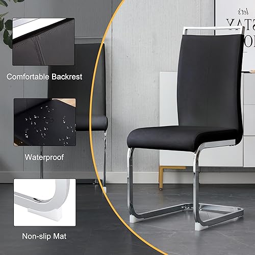 Miniatura 5 de Juego de mesa de comedor Ebullient para 6, juego de mesa de comedor de 7 piezas, tapa de mesa de cristal templado, mesa moderna de comedor con 6