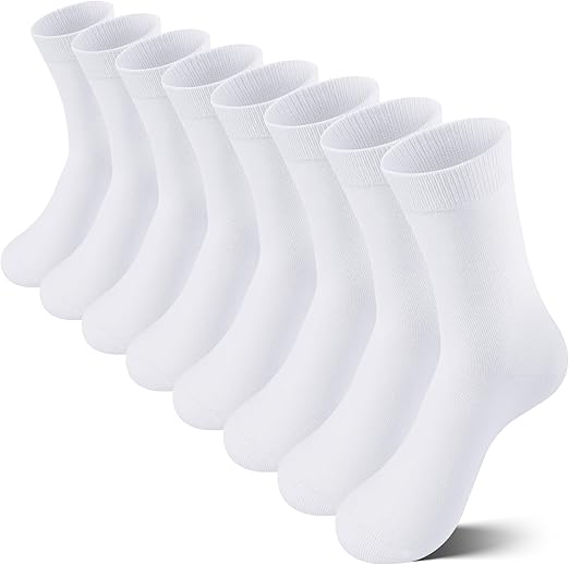 8 Pairs Kids Socks for Boys Girls Crew Dress Athletic Socks Soft Cotton Seamless Cushioned School Sock