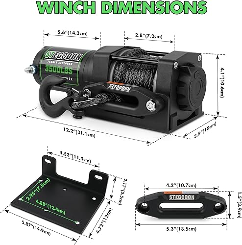 Miniatura 9 de Cabrestante eléctrico impermeable de 4500 libras, cabrestante de 12 V, cabrestante ATVUTV con cable de acero con control remoto inalámbrico y guía